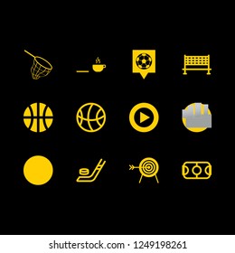 goal icon set about volleyball, footbal pin, archery and play arrows vector set