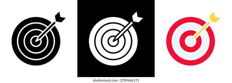 Conjunto de iconos de objetivo Ilustración vectorial de glifo