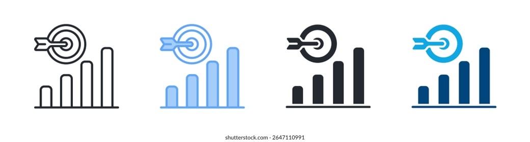 Goal Icon Set Multiple Style. Designed In Outline, Blue, Glyph, Dual Tone