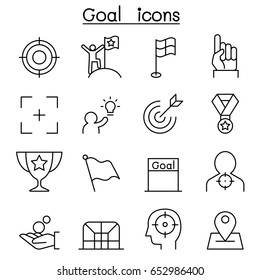 Goal icon set in thin line style