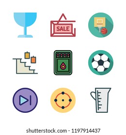 goal icon set. vector set about target, sale, next and cup icons set.