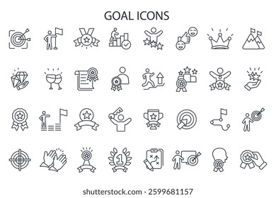 goal icon set.vector.Editable stroke.linear style sign for use web design,logo.Symbol illustration.