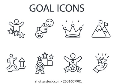 goal icon set.vector.Editable stroke.linear style sign for use web design,logo.Symbol illustration.