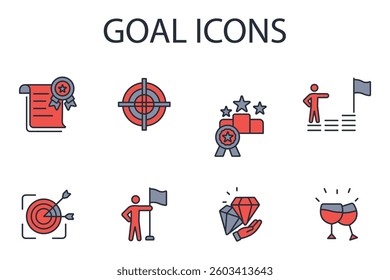 goal icon set.vector.Editable stroke.linear style sign for use web design,logo.Symbol illustration.