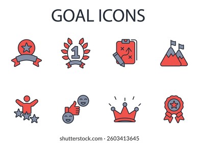goal icon set.vector.Editable stroke.linear style sign for use web design,logo.Symbol illustration.