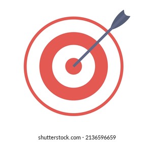 Goal icon. Target sign. Arrow darts board. Business strategy. Vector flat illustration