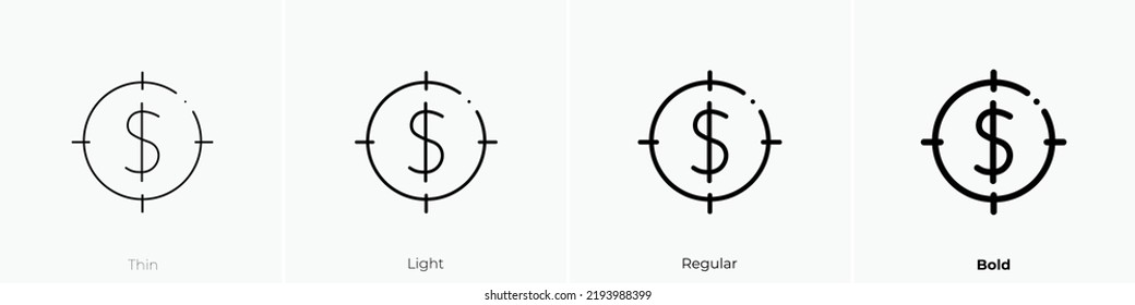 goal icon. Thin, Light Regular And Bold style design isolated on white background