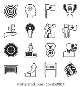 Goal Icons. Line With Fill Design. Vector Illustration.