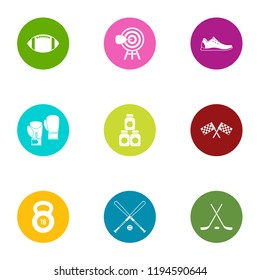 Goal icons set. Flat set of 9 goal vector icons for web isolated on white background
