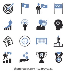 Goal Icons. Two Tone Flat Design. Vector Illustration.