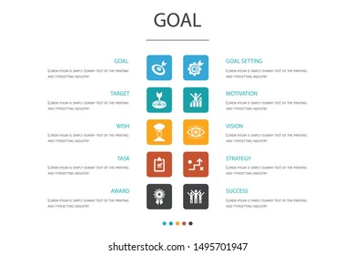 goal Infographic 10 option template.target, wish, task, goal setting icons