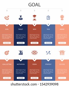 goal Infographic 10 option UI design.target, wish, task, goal settingsimple icons