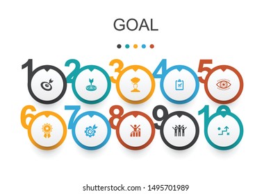 goal Infographic design template.target, wish, task, goal setting icons