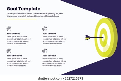 Goal Infographic template for business 4 parts, options, presentation, infographics elements vector illustration. Editable vector infographic