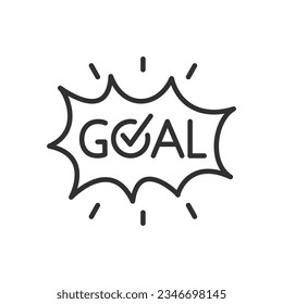Goal ! inscription, linear icon. Line with editable stroke
