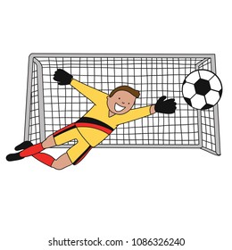 Goal Keeper Belgium Isolated vector of a footballer in white background. Soccer ball isolated. Yellow uniform