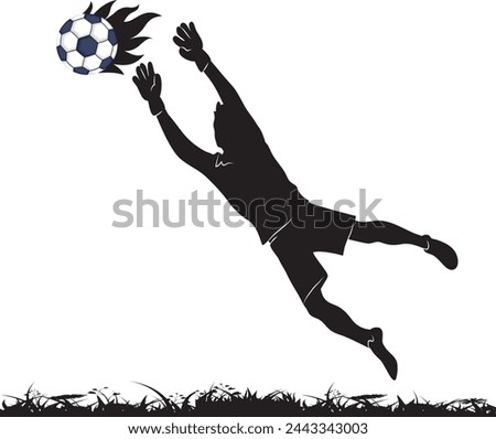Goal keeper catching fire ball vector