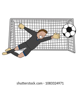 Goal Keeper Costa Rica Isolated vector of a footballer in white background. Soccer ball isolated. Black uniform