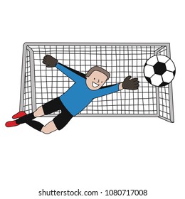 Goal Keeper Iceland Isolated vector of a footballer in white background. Soccer ball isolated. Blue uniform