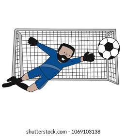 Goal Keeper of Iran team in blue uniform of team vector of a footballer in white background soccer ball isolated. 