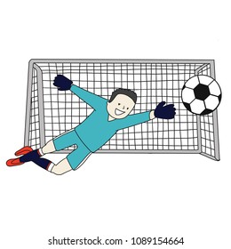 Goal Keeper Japan Isolated vector of a footballer in white background. Soccer ball isolated. Bleu uniform