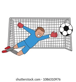 Goal Keeper Mexico Isolated vector of a footballer in white background. Soccer ball isolated. Blue uniform