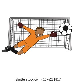 Goal Keeper with peru uniform Isolated vector of a footballer in white background. Soccer ball isolated. Black uniform
