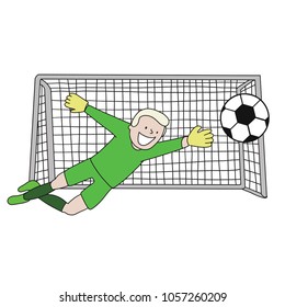 Goal Keeper Russian Federation Isolated vector of a footballer in white background. Soccer ball isolated. Green uniform. 
