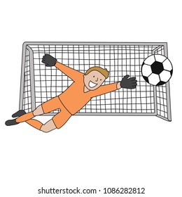 Goal Keeper Serbia Isolated vector of a footballer in white background. Soccer ball isolated. Orange uniform.