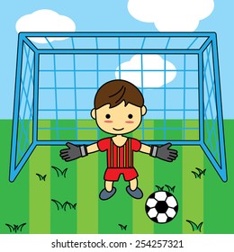 Goal keeper stands in front of the goal