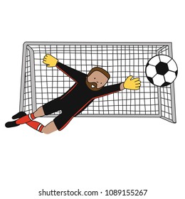 Goal Keeper Tunisia Isolated vector of a footballer in white background. Soccer ball isolated. Black uniform