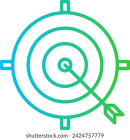 Goal key performance indicator icon with blue and green gradient outline style. goal, success, concept, symbol, target, business, objective. Vector Illustration