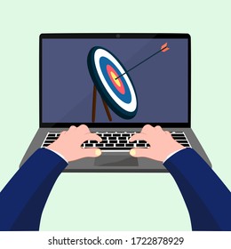 A goal laptop and work concepts.work to achieve goals