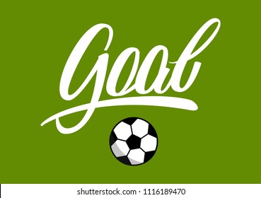 Goal lettering and ball icon on green background
