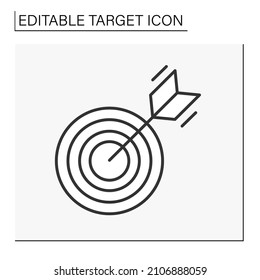 Icono de línea de objetivo. Objeto con círculos concéntricos para la práctica de disparo o concursos. Objetivos alcanzados. Concepto objetivo. Ilustración vectorial aislada. Trazo editable