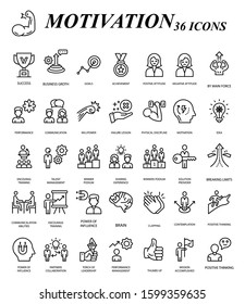 Goal and Motivation Vector Icon Set Design, Business Plan Accomplishment 36 Vectors on White Backgroun