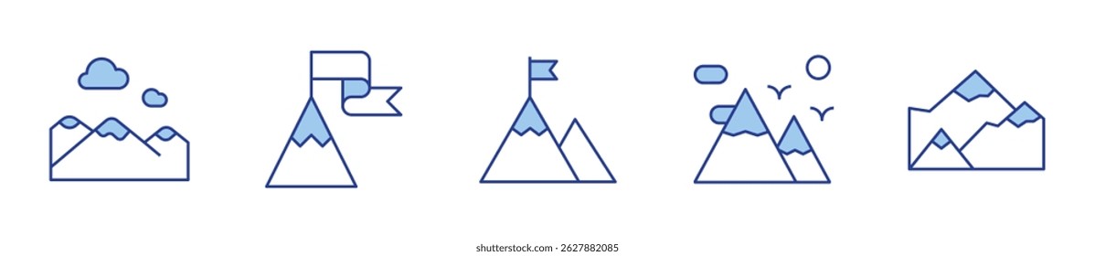 goal, mountains, mountain. Mountain Icon vector illustration. Line Duotone style. Editable stroke.