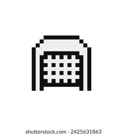 Goal net emoji, pixel art vector illustration, design for logo, sticker, mobile app. Game assets 1-bit sprite.