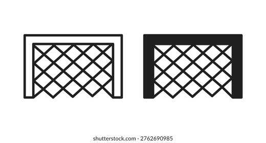 Goal net icon set. outlined and solid flat clipart versions.