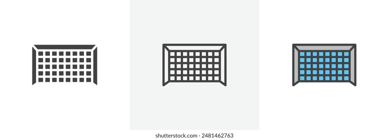 Goal net icon symbol collection on white background.