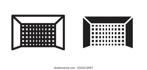 Goal net icons in black line and filled versions