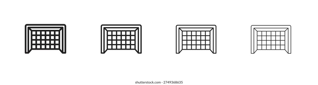 Goal net icons set. Set of line vector icon with editable stroke