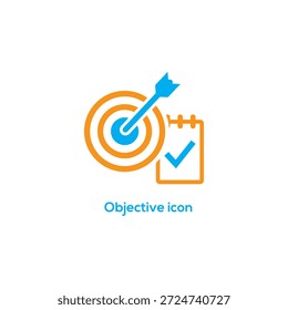 Goal Objective Target Icon Logo Design for Business Strategy, Project Planning, Achievement Success, Checklist Management, Marketing KPI Symbol

