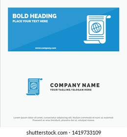 Goal, Objectives, Target, World, File SOlid Icon Website Banner and Business Logo Template