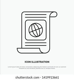 Goal, Objectives, Target, World, File Line Icon Vector