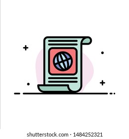 Goal, Objectives, Target, World, File  Business Flat Line Filled Icon Vector Banner Template. Vector Icon Template background