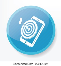 Goal on mobile on blue button,clean vector