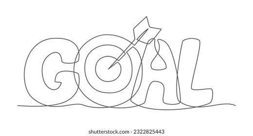 Goal One line drawing. Concept for Success, Goal, Winner, Luck, Business