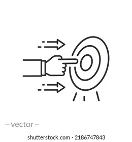 goal orientation icon, moving towards the target, success way, thin line symbol on white background - editable stroke vector illustration