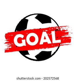 goal over soccer ball - drawn banner, football sport concept, vector